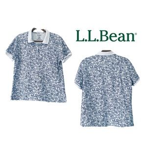 L.L. Bean 100% Cotton flower print polo shirt